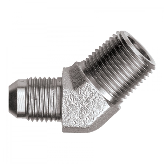 45°, 37° JIC Flare Male Pipe Elbow, Steel, 3/8 Tube x 3/8 Male Pipe