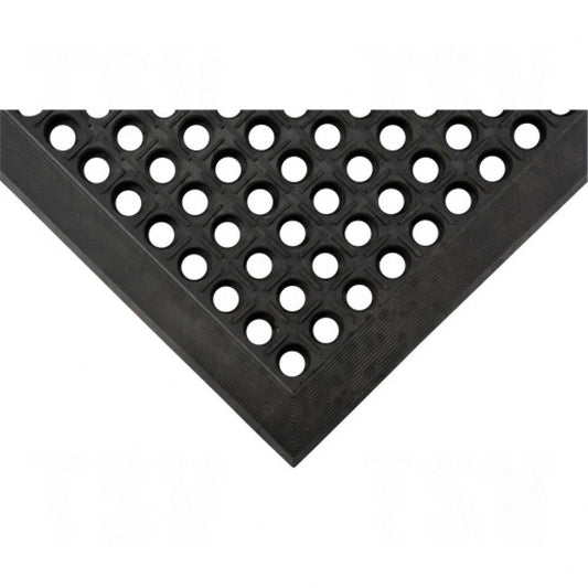 Anti-Fatigue Matting, Slotted, 3' x 5' x 7/8", Black, Natural Rubber