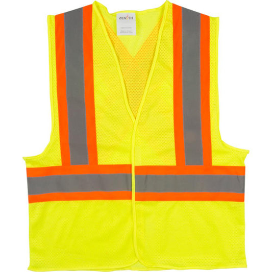 Traffic Safety Vest, High Visibility Lime-Yellow, Medium, Polyester