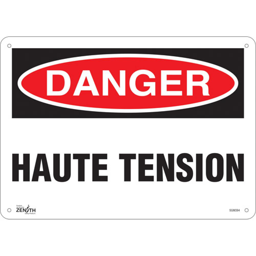 "Haute Tension" Sign, 10" x 14", Aluminum, French