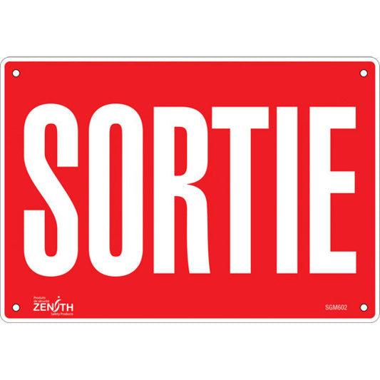 "Sortie" Sign, 7" x 10", Plastic, French
