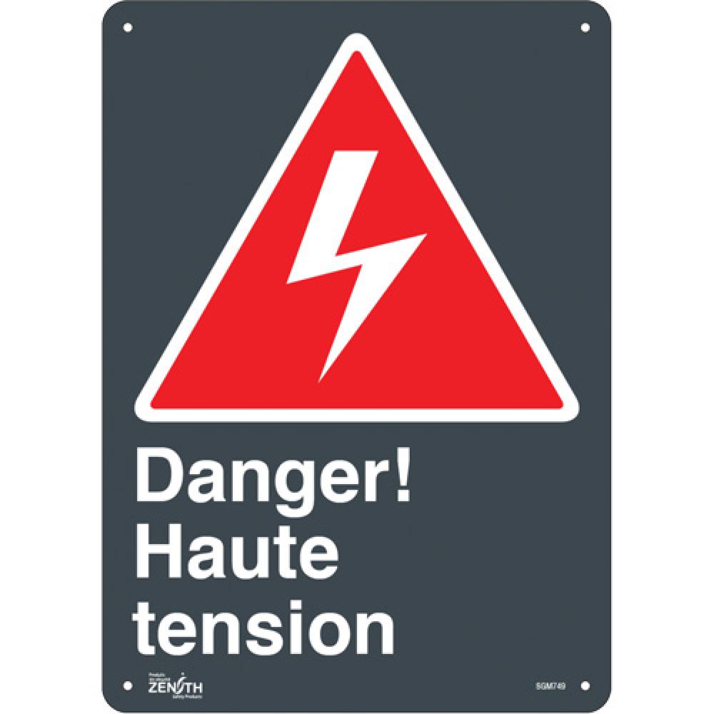 Panneau « Haute Tension », 14" x 10", plastique, français avec pictogramme