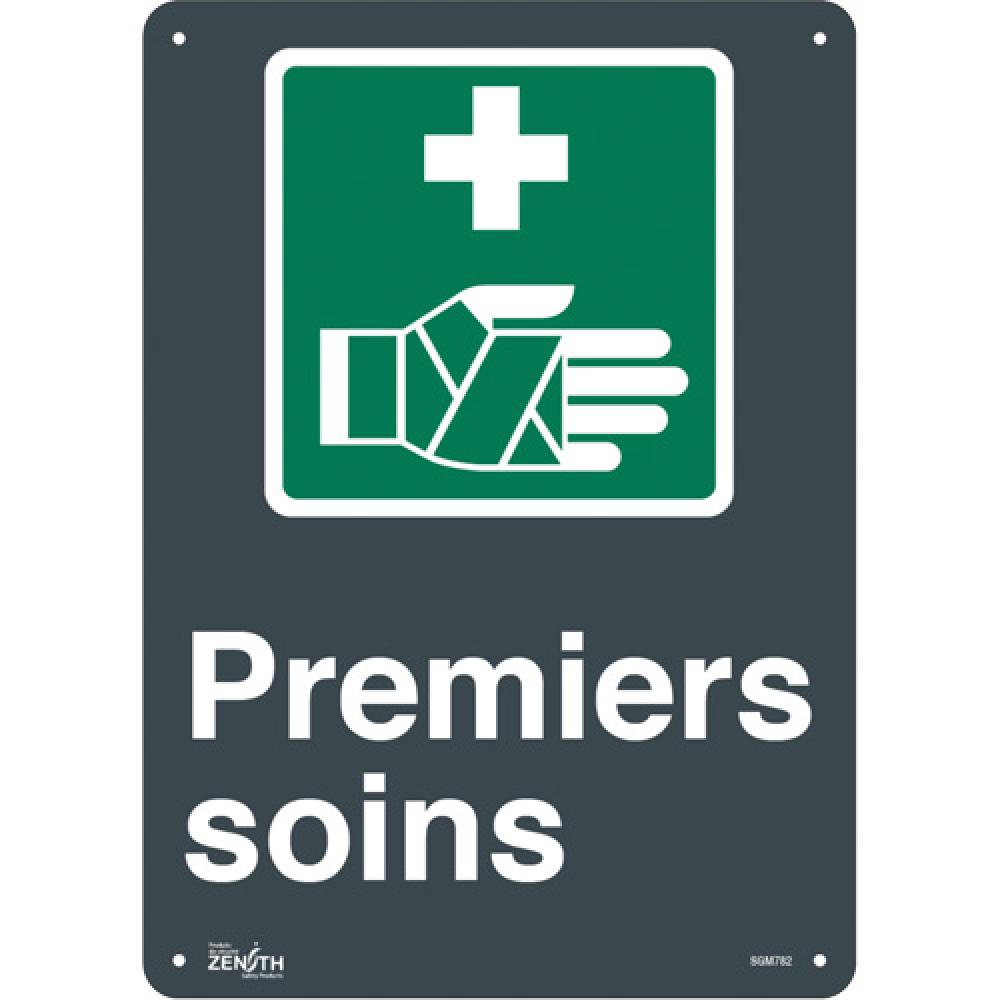 Panneau « Premier Soins », 14" x 10", plastique, français avec pictogramme