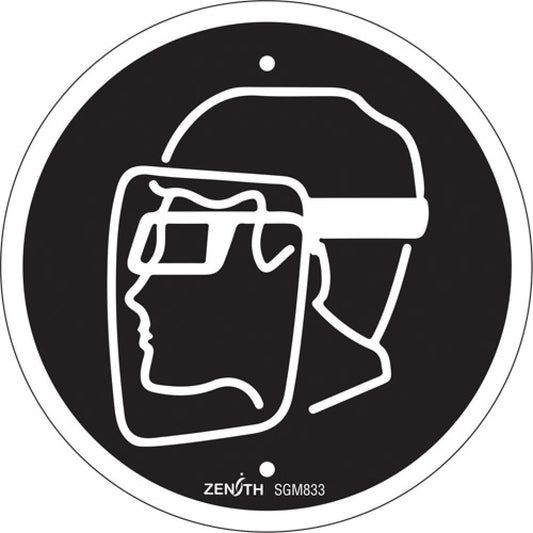 Panneau de sécurité standard CSA « Protection du visage requise », 6 po x 6 po, plastique, pictogramme