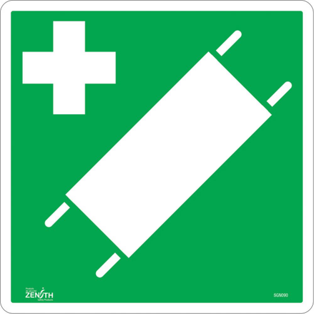 Panneau de sécurité standard CSA pour brancard de premiers secours, 12" x 12", vinyle, pictogramme
