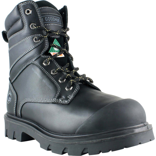 Bottes de travail Boomerang pour homme, 20 cm, noires, cuir et caoutchouc, pointure : 8,5