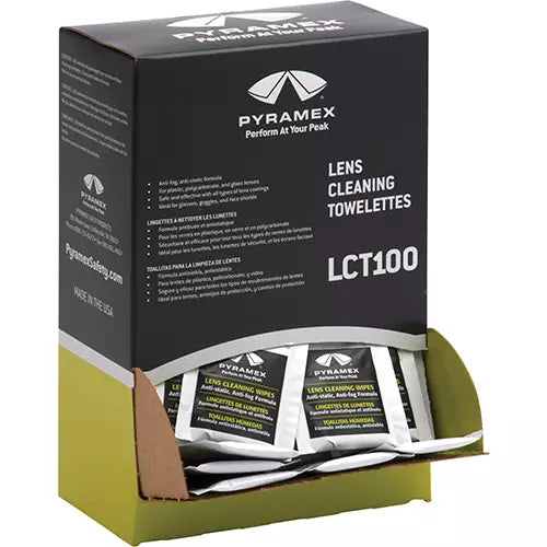 Lens Cleaning Towelettes, Anti-Fog, 5 X 8 In, For All Lens Coatings, 100/pk