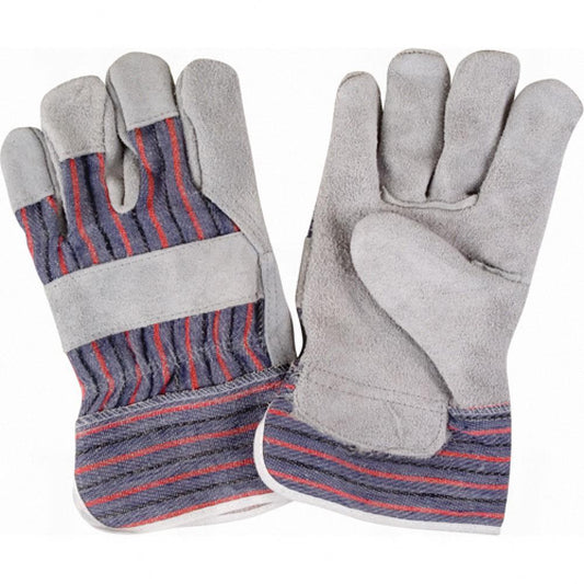Gants d'ajusteur robustes, taille L, paume en cuir de vache fendu, doublure intérieure en coton