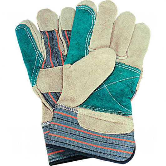 Gants d'ajusteur à double paume, taille L, paume en cuir de vache fendu, doublure intérieure en coton