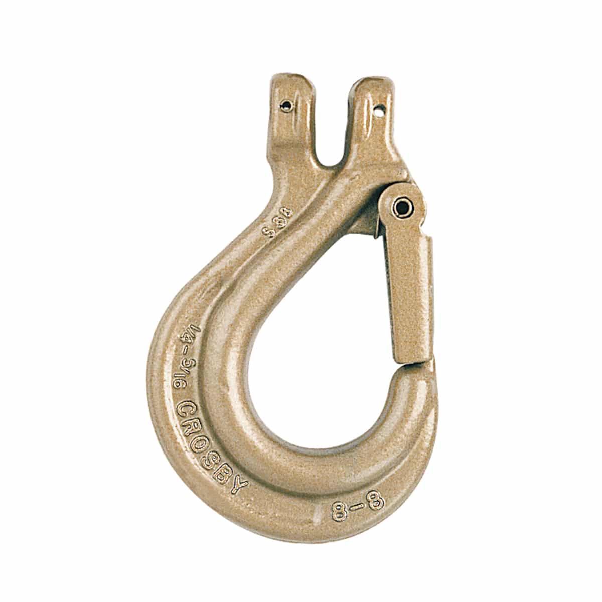 Crosby® S-314A Clevis Chain Hook with Integrated Latch, Forged Alloy Steel, 3/8"