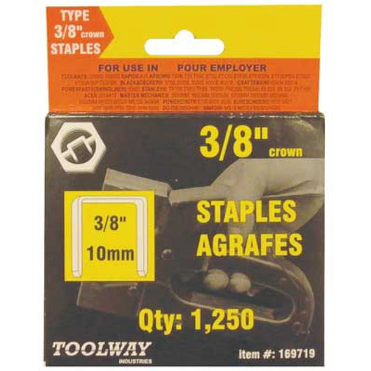 Staples T50 3/8in x 3/8in Crown Chisel Point 20ga 4x1250/pk