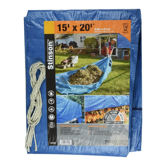 Tarp, Blue, 15 ft x 20 ft, Eyelets Every 3'