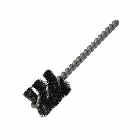 Power-Fitting Tube Brush, Twisted Wire, 5" OAL, 2-1/2" Brush Length, 3/4" Diameter, Steel/Galvanized