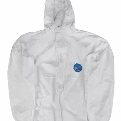 Tyvek® Coverall With Hood, Zipper Closure, Elastic Wrists & Ankles, Size L