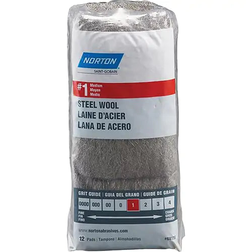 NORTON, Laine en acier, Rouleau, Calibre 1 Moyen, 12/PK