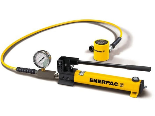 Enerpac, Low Height Hydraulic Cylinder and Hand Pump Set, 30 Ton, 2.44 in Stroke, 10,000 PSI
