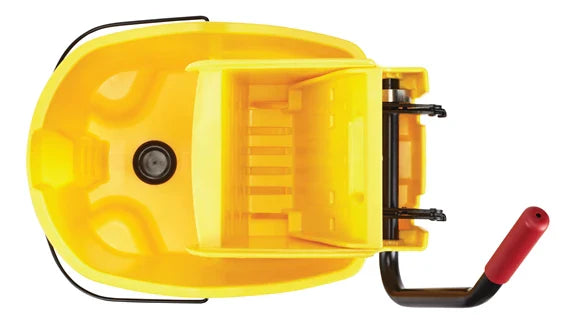 Seau à essorage latéral WAVEBRAKE® avec presse, égouttoir, jaune, 44 pintes