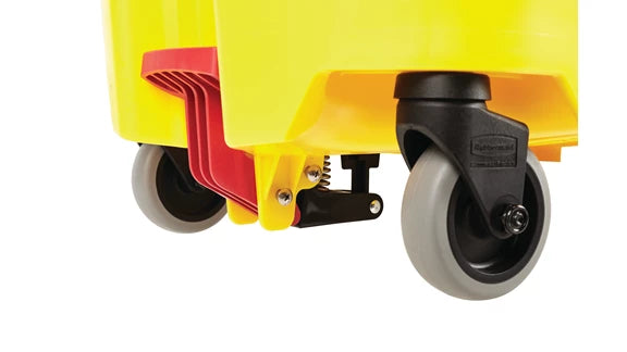 Seau à essorage latéral WAVEBRAKE® avec presse, égouttoir, jaune, 44 pintes