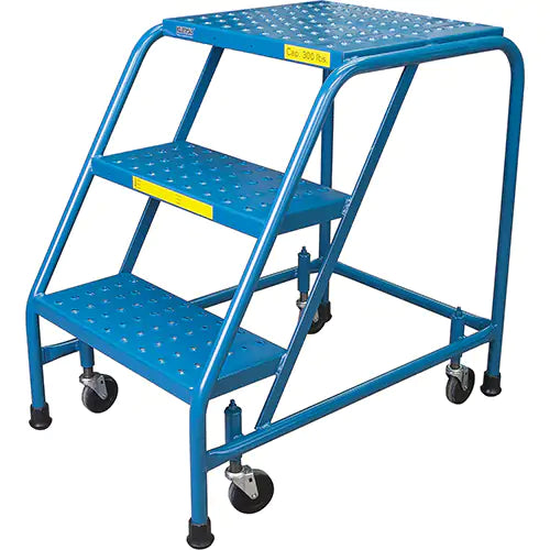 Rolling Step Ladder with Locking Step, 3 Steps, 18" Step Width, 28" Platform Height, Steel