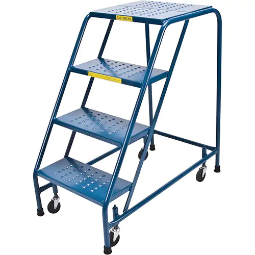 Rolling Step Ladder with Locking Step, 4 Steps, 18" Step Width, 37" Platform Height, Steel