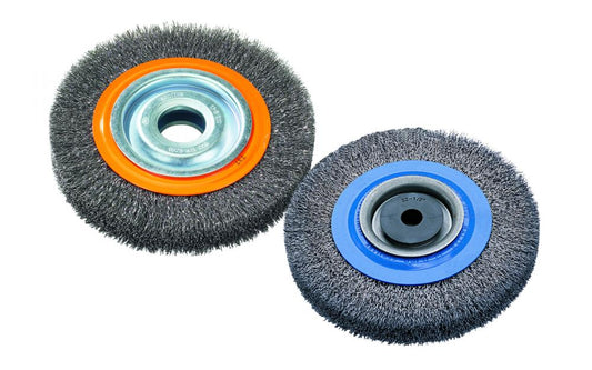 Bench wheel brush with crimped wires, 6X7/8