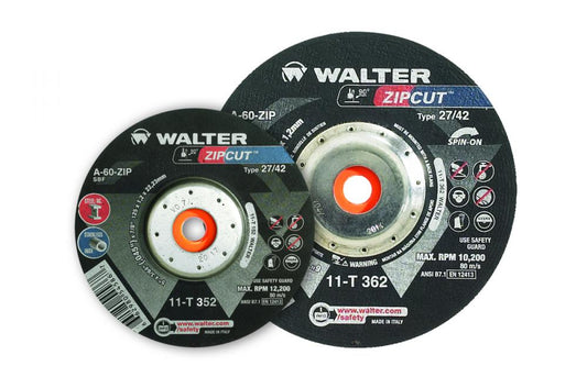 Zipcut, Grade: A-60-zip, Type: 27s, 4-1/2 In. X 3/64 In. X 5/8-11 In. Spin-on